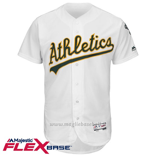 Maglia Baseball Uomo Oakland Athletics Blank Bianco Flex Base Autentico Collezione